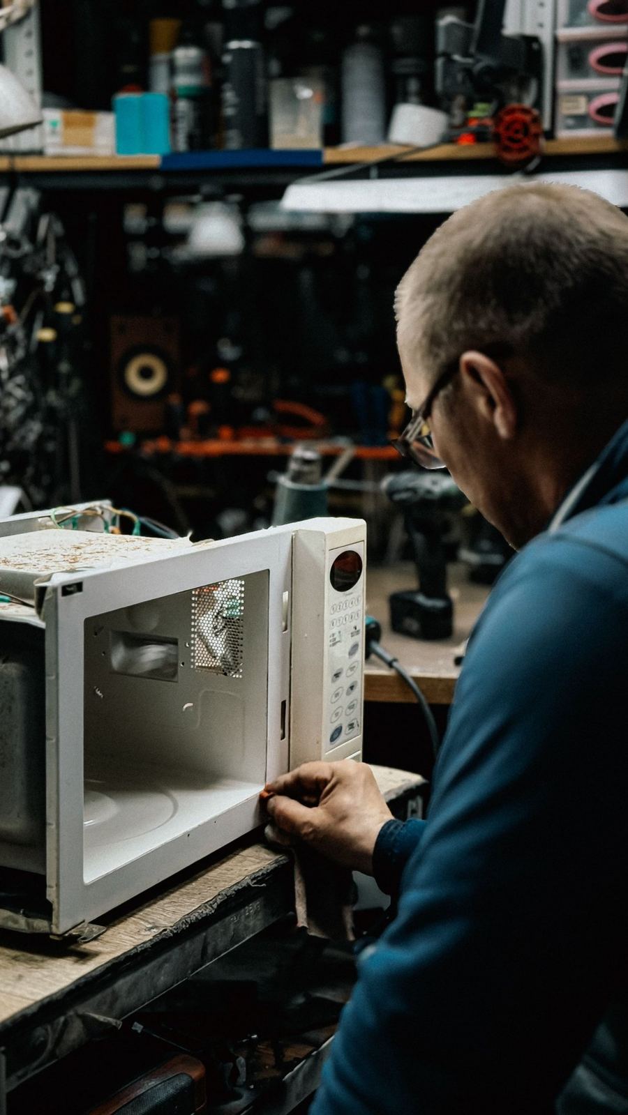 West Coast Wrench technician servicing a microwave
